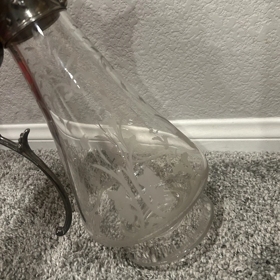 Colección Gallia 1900 Art Nouveau Claret Vidrio Chapado en Plata Jarra Christofle Foto 4 de 4