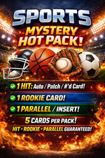 Sports Card Mystery Hot Pack | 5 Cards | GUARANTEED Auto OR Patch OR #’d RC