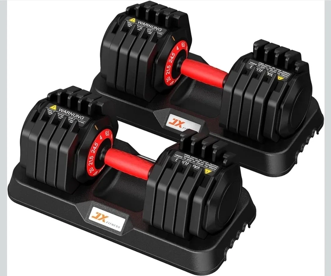 Adjustable Dumbbell Set - 11KG/24.5KG Pair Weights with Non-Slip Handle Gym