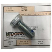 Woods 5/8" x 1-1/2" L Bolt Part # 10718 Frame Mount for Mowers
