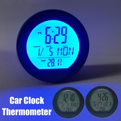 Car Clocks Dashboard Thermometer Digital Display Clock For Car Accessories D4P7