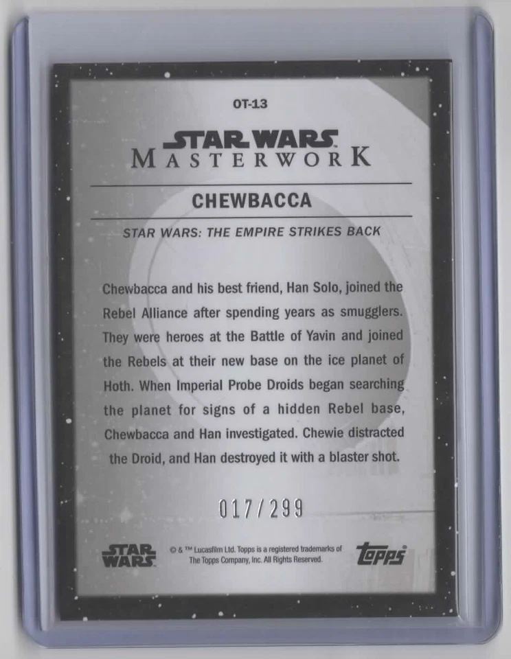 2022 TOPPS STAR WARS MASTERWORK ORIGINAL TRILOGY #OT-13 CHEWBACCA #/299 FOIL - Image 2 of 2