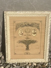 Antique Civil War Era 1868 Marriage Certificate Framed 23.5x18.5in *RARE*