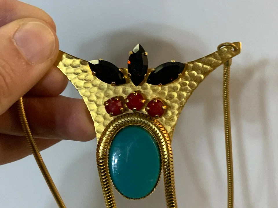 Angel Court Tan Tan Gold Tone Jeweled Necklace - Image 4 of 4