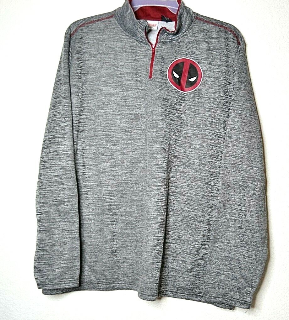 Marvel DEADPOOL Gray 1/4 Zip Pullover Lightweight… - image 1