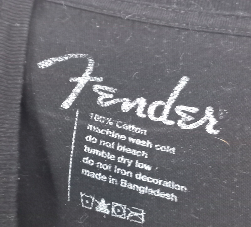 Fender UK Medium Electric Guitars Stratocaster Telecaster Black T Shirt Top - Picture 5 of 8