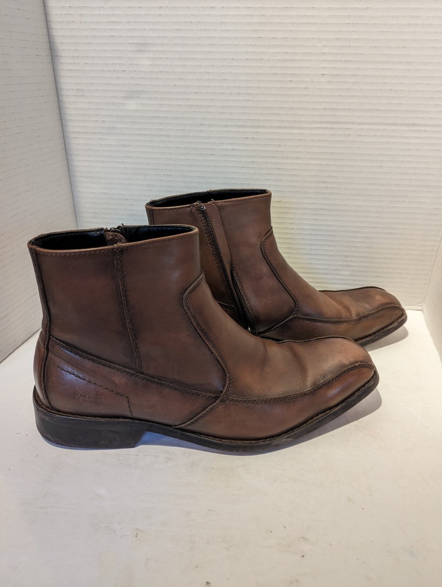 Kenneth Cole Reaction Brown Leather Zipper Ankle Boot, Mens  display picture 3