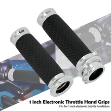 1" Electronic Throttle Handlebar Hand Grips Chrome Black Fit For Harley Trike 08