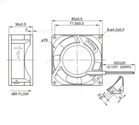 For FULLTECH UF-80A23 BTH Axial fan 230VAC 14/12W 80*80*38mm Ball cooling fan - Image 4 of 4