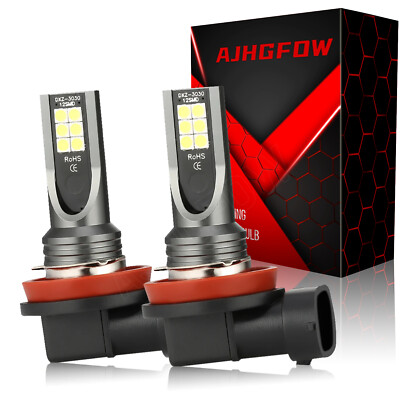 AJHGFOW 2PC H11 LED Headlight Super Bright Bulb Kit fog Light 6000K White