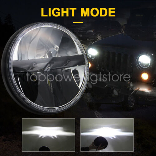 Pair/Set 7Inch LED Headlights Chrome for Honda Jeep Kenworth Mercury Nissan Ford - Picture 3 of 14