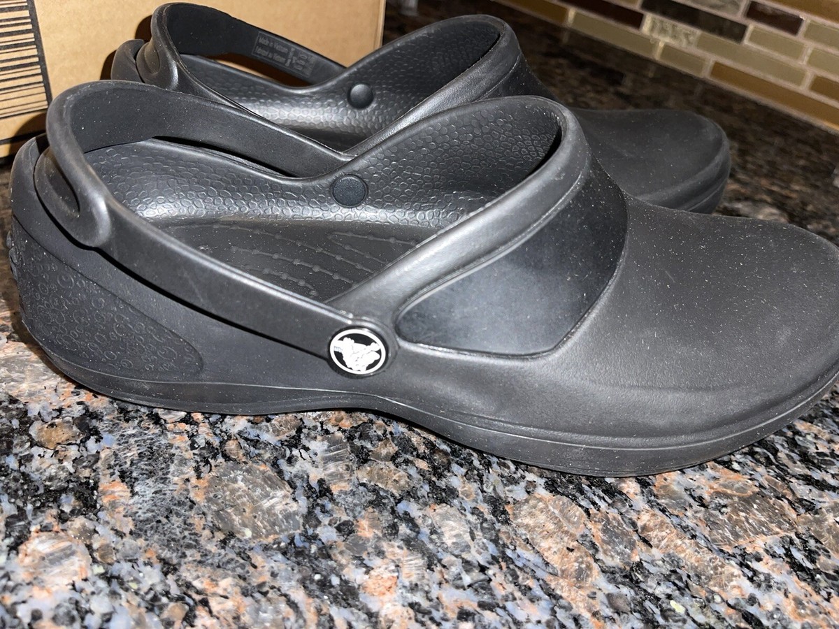 Crocs Mercy Work Clogs Black Slip On/Sling Back Non Slip Womens