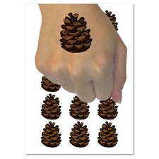 Realistic Pinecone Pine Cone Temporary Tattoo Water Resistant Fake Body Art Set