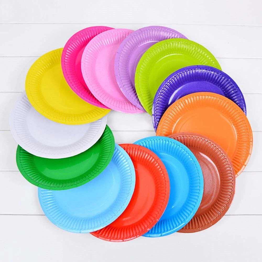 Supply Disposable Tableware Multi Color Disk Round Paper Plates Cake Paper Pan