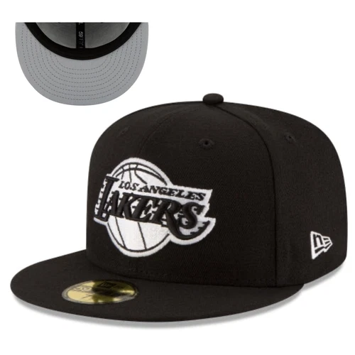Los Angeles Lakers Black & White 59FIFTY Fittedt- Gray Under Brim