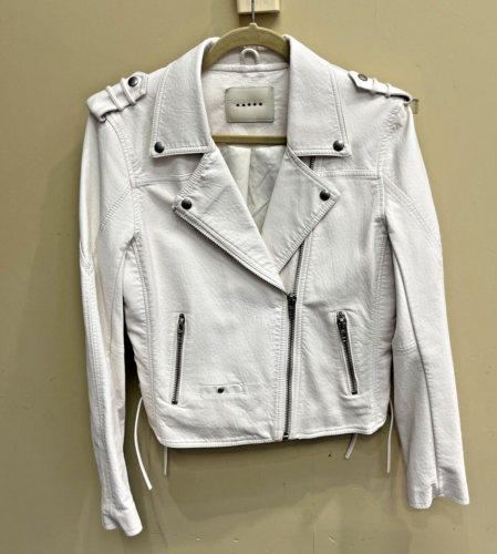 BLANK NYC WOMEN'S IVORY CREAM FAUX LEATHER MOTORCYCLE JACKET - M - NWOT