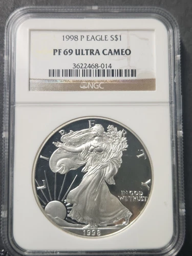 1998-P $1 Silver Eagle Proof PF 69 Ultra Cameo NGC #1096