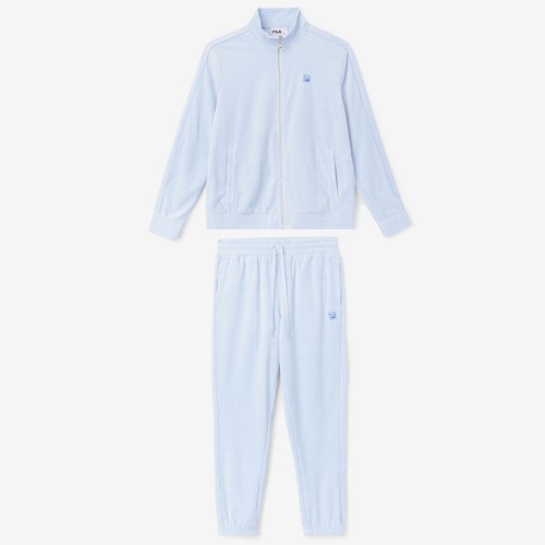 Fila Mens Velour Tracksuit Sweatsuit Solid Baby Blue Velvet Sz M L XL