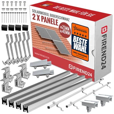 FIREND24 2x PV Montage Set Halterung BIBERSCHWANZDACH Photovoltaik Ziegeldach Solarpanel