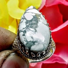 Natural Howlite Gemstone Handmade Ring925 Sterling Silver Handmade Ring All Size