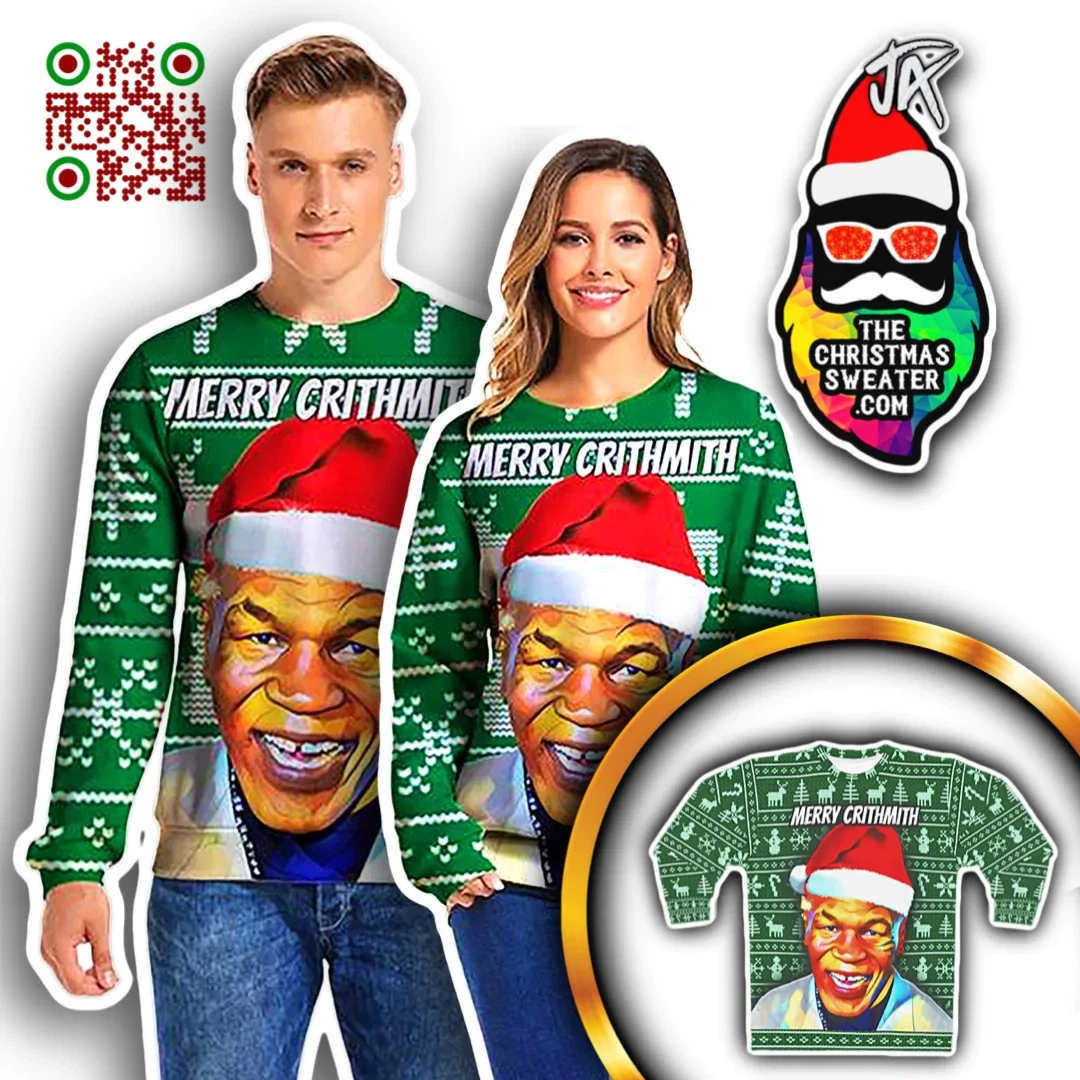 Mike Tyson UGLY CHRISTMAS SWEATER “Crithmith” Lisp Funny Xmas Party Sweatshirt
