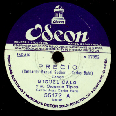 MIGUEL CALO -TANGO ARGENTINO- Precio / Disco Rayado  Schellackplatte 78rpm S3443