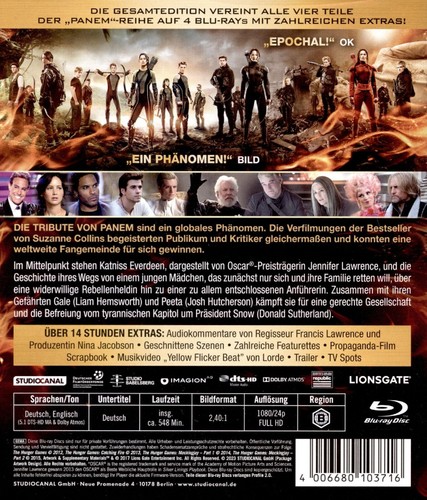 Die Tribute von Panem - Teil: 1 - 4 (2012 - 2015)[4 Blu-ray's/NEU/OVP] - Bild 2 von 9
