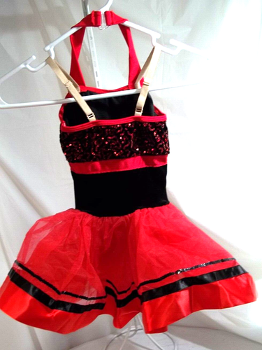 Halloween Revalution Dance Costume Red/Black Sequence & Ruffles Sz SC - Picture 7 of 12