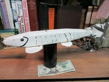 FISH DECOY WOOD STURGEN SPEARING ICE FISHING LURE FOLK ART MINNESOTA CARVER 17"