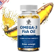 Omega 3 Fish Oil Capsules 3x Strength 2160mg EPA & DHA, Highest Potency 120PCS