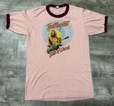 TED NUGENT TEE SHIRT ADULT S/M STATE OF SHOCK GRAPHIC MUSIC 70S RINGER VINTAGE