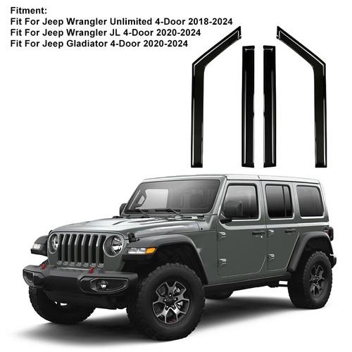 🔥4X Window Visor Rain Guard Shade Deflector For Jeep Gladiator 4-Door 2020-2024 - 第 3/24 張圖片