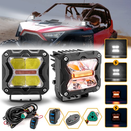 3"Inch LED Cube Pods Work Light Spot Amber White Strobe Driving Fog Lamp UTV ATV