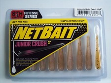 LOT OF-2-PACKS NETBAIT JUNIOR CRUSH WORM 3" JUVENILE IN GOBY PEARL /GET-20-LURES