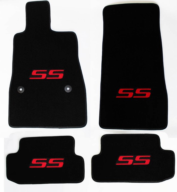 NEW! BLACK Floor Mats 20162021 Camaro Embroidered SS Logo in Red on