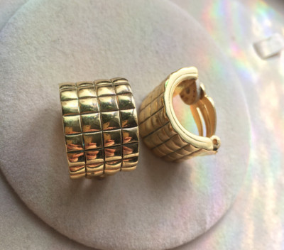 Ohrringe Ohrclips Button Hoops Vintage Nina Ricci ''Clash'' Style gold 80er Trend