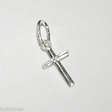 Real Solid 925 Sterling Silver Very Small 13mm CROSS Charm Pendant - BalliSilver