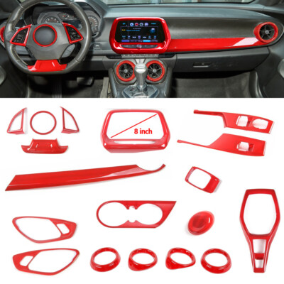 18x Red Interior Set Dash Panel Decoration Cover Trim Kit for Chevy Camaro 2017+