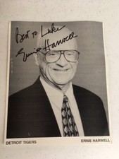 Ernie Harwell HOF baseball broadcaster signed autographed photo 8 x 10 FAST SHIP