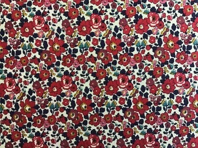 Liberty Fabric Betsy Ann Remnant 18ins x 10ins Tana Lawn Patchwork Craft Red