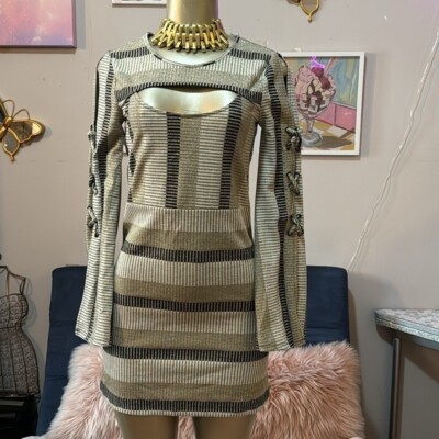 Bcbgeneration Women's Metallic Striped Cutout Dress XXS Bcbgeneration Women's Metallic Striped Cutout Dress XXS