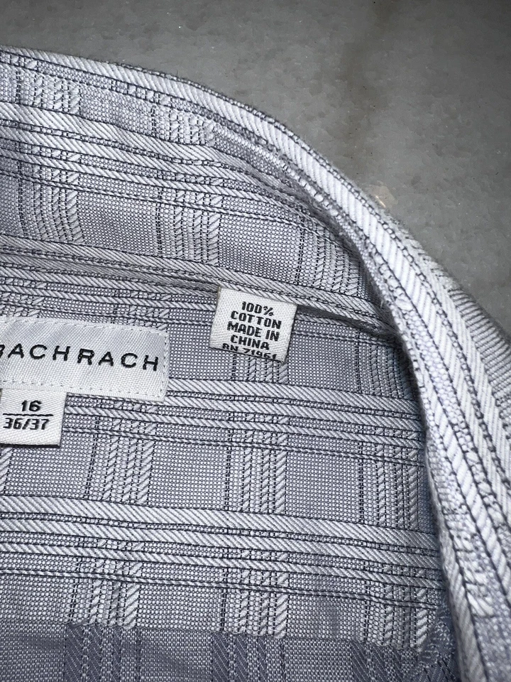 Bachrach Mens Large Shirt Button Down Blue Geometric Long Sleeve - Image 4 of 4