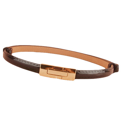 Adjustable Thin Faux Leather Belt with Gold Buckle for Women INSPIRE CHIC Women main image 3