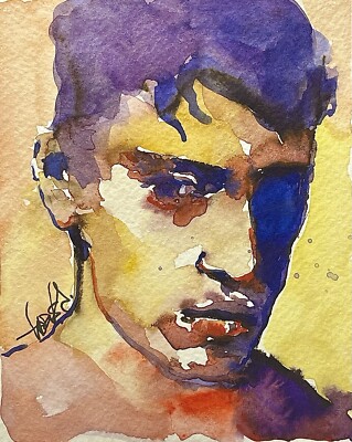 Original Unikat Figurative Portrait Watercolour Porträt Aquarell Gemälde Bild