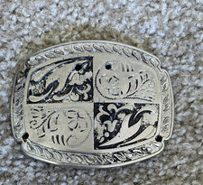 Floral Scroll Design Silver Tone Belt Buckle