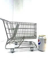 Vtg Miniature Shopping Cart Carriage Grocery Display Doll Metal Steel 11" Rolls