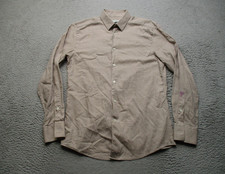 Versace Collection Dress Shirt Mens 16 Beige Check Slim Fit Cotton LS Trend