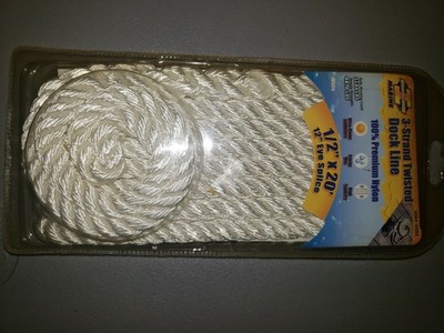 Invincible Marine BR52833 1/2''x20' 3-Strand Twisted Dock Line High Tenacity NEW!