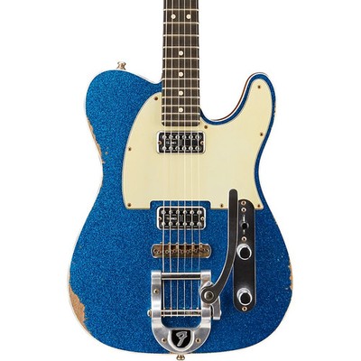 Fender Custom Shop Double TV Jones Relic Telecaster Bigsby Blue Sparkle