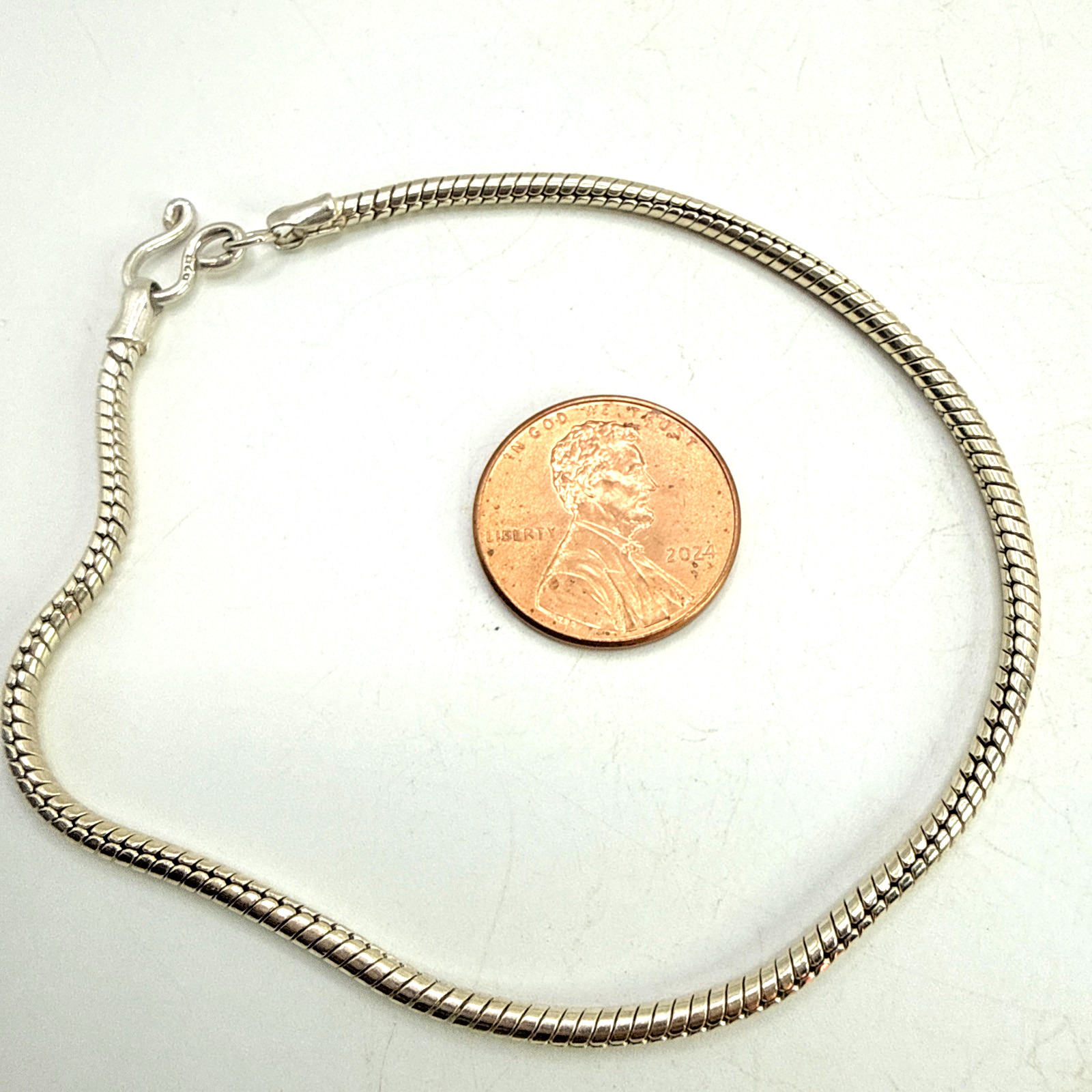 Solid .925 Sterling Silver 8" Custom Link 'Snake"… - image 7